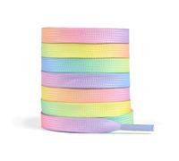 YIMINBO Rainbow Gradient Flat Shoelaces, for Air Force 1 Colorful Pastel Shoe Laces for Sneakers, Athletic and Casual Shoes, Gradient, 54"/140cm