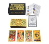 YIMINGOUFEI Bilingual Spanish and English Tarot Deck of 78 Cards with 36 Pages Color Guide, Bilingual 28 Pages, PVC, Water and Wrinkle Resistant, Gold Design