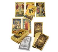 YIMINGOUFEI Bilingual Tarot Cards, 78 Cards in Spanish and English, Mystic Deck with 28 Page Guide, Gold Design Waterproof PVC