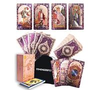 YIMINGOUFEI English version Ryder-Waite gold foil tarot deck, 78 cards plus 2 spare cards, instruction manual, waterproof holographic design, perfectly mirrored card back, suitable for tarot readers.