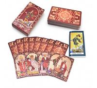 YIMINGOUFEI English Wine Red Gold Foil Tarot, 78+2 Waterproof PVC Cards