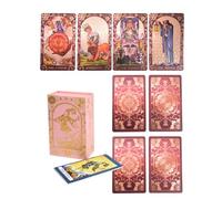 YIMINGOUFEI English wine red gold foil tarot deck, 78 cards + 2 collection cards, with 36 pages of English color guide, PVC frosted holographic printing, waterproof design, suitable for collectors