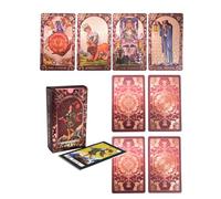 YIMINGOUFEI English wine red gold foil tarot deck, 78 cards + 2 collection cards, with 36 pages of English color guide, PVC frosted holographic printing, waterproof design, suitable for collectors