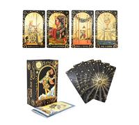 YIMINGOUFEI Gold Foil Tarot Cards Deck, 78 Cards with Guide Book, PVC Waterproof Design, Black and Gold