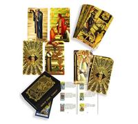 YIMINGOUFEI Gold Foil Tarot Deck, 78 Tarot Cards with English Guide Book, Waterproof PVC Medieval Style Tarot Cards, Professional Smooth Finish Tarot Set for Beginners