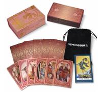 YIMINGOUFEI Mulberry Rider Waite Tarot Deck 78+2 Holographic Cards | Complete 78-card Rider Waite deck in deep mulberry, with 2 spare cards, illustrated guide, gift box and velvet pouch.