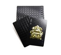 YIMINGOUFEI plastic waterproof playing cards, 54 Pieces Poker game deck, suitable for family parent-child games and birthday parties, outdoor camping (Gold & Silver Foil, Black)