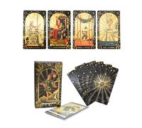 YIMINGOUFEI Tarot Cards Deck, 78 cards + 2 collection cards with Guide Book, Black and Gold Foil Design, PVC Waterproof