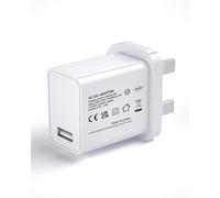 YIMINGOUFEI USB Wall Charger, UK Plug, 5V 3A 15W, Nickel-Plated Pins, Universal Input 100-240V (5V 3A White)