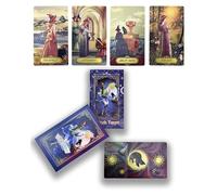 YIMINGOUFEI Witch Tarot Cards, English Edition with 50-Page Guide, PET Holographic Printing, Waterproof and Wrinkle-Resistant, Magenta Cat Back Design, 78-Card Deck