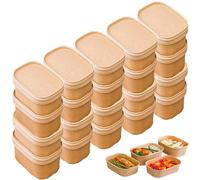 YIMINI 20 Pieces Kraft Paper Bowls, Takeaway Kraft Paper Boxes, Reusable Bowls, Cardboard Bowls, Waterproof, Oil-Resistant, For Takeaway, Work Meals, Travel, 650ml (20, With kraft paper lid, 650ml)