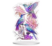 Yiminu.DS Diamond Art Kits Adults, Diamond Painting Kit Acrylic 5D DIY Ornaments for Home Garden Living Room Study Bedroom, Double Sided,Hummingbird