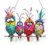 Yiminu.DS Diamond Art Kits Adults, Diamond Painting Kit Acrylic 5D DIY Window Pendants Home Garden Wall Hanging Kits Hanging Ornament,Double Side, Bird Cute