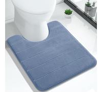 Yimobra Bath Toilet Mat 51 x 61 cm, Non-Slip Memory Foam U-Shaped Contour Rug, Soft Comfortable Bathroom Shower Mats, Super Water Absorption, Machine Wash, Easier to Dry for Bath Floor Rug, Denim Blue