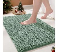 Yimobra Bathroom Mat, 43 x 61 cm, Soft and Cozy, Super Absorbent Water, Non-Slip, Machine-Washable, Thick Modern for Bathroom Bedroom, Green