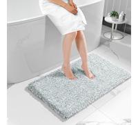 Yimobra Luxury Bathroom Rugs, Fluffy Bath Mats, Non Slip, Water Absorbent Microfiber, Machine Washable, Plush Carpet Shower Rugs, Thick Matts for Bathroom Floor/Tub, 44"x 24", Sky Light Blue and White