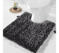 Yimobra Luxury Chenille Bath Mat, Extra Soft and Absorbent Shaggy Bathroom mats Non Slip, Machine Washble Dry, Plush Floor Carpet for Tub, Shower, and Bath Room, Dark Grey, 52 x 61 cm