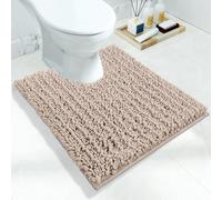 Yimobra Toilet Rugs U Shaped 51x61 cm, Soft Comfortable Absorbent Chenille Toilet Mat for Bathroom Floor, Non-Slip Contour Bathroom Rugs for Toilet, Dry Quickly Machine Washable, Pinkish Beige