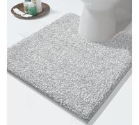 Yimobra Toilet Rugs U Shaped Washable, Soft Absorbent Microfiber Bathroom Rugs, Non Slip Quick Drying Shaggy Bath Mat,Contour Bathroom Mats for Toilet Base, Home Essentials,24x20,Grey and White