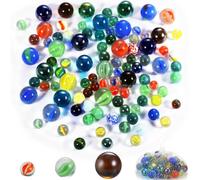 Yimomoyi 100 PCS Glass Marbles, 3 Sizes Assorted Colors Round Marbles Toy, Colour Mixed Glass Marbles for Kids Marble Games DIY Home Decoration