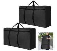 Yimomoyi 2 Pcs 125L Large Storage Bag, 600D Oxford Moving Bags, Extra Large Moving Bag with Zips for Moving House Storage Clothes Bedding Duvet Quilt Blankets Waterproof Jumbo Storage Bags(Black)