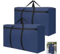 Yimomoyi 2 Pcs 180L Extra Large Strong Storage Bag Waterproof Sturdy 600D Oxford Moving Bags, Storage Bags with Zips, Large Storage Bags For Bedding, Duvets, Pillows, Clothes or Moving home(Navy Blue)