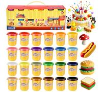 Yimomoyi 24 Tins Play Color Dough Modelling Set 24Colours Modelling Clay Set, Plasticine Modelling Clay for Kids, Multicolour Playdough, Coloured Clay Plasticine for Kids' Arts and Crafts, 50g/Tins