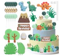 Yimomoyi 35PCS Dinosaur Cake Toppers, Cake topper for Dinosaur Themed Party, Dinosaur Cake Decorations Dinosaur Cupcake Topper Little Dinosaur Cake Toppers for Birthday Baby Shower Party Supplies