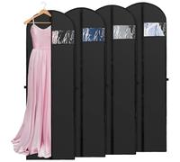 Yimomoyi 4 Pack Long Dress Bag Cover, 180×60cm Garment Bags, Waterproof Suit Coat Covers, Dust-proof Clothes Covers Protector Bags, Wedding Dress Bag with Handle, Dress Carrier for Hanging Clothes