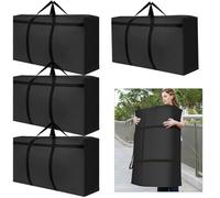 Yimomoyi 4 Pcs 180L Large Storage Bag, 600D Oxford Moving Bags, Extra Large Moving Bag with Zips for Moving House Storage Clothes Bedding Duvet Quilt Blankets Waterproof Jumbo Storage Bags(Black)