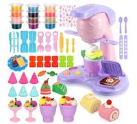 Yimomoyi 47 PCS Ice Cream Play Color Dough Set, Dough Accessories with Ice Cream Maker Machine, Kitchen Creations Pizza Color Dough Play Sets Deluxe Dough Tools Kit for Kids 3 years+ (B)