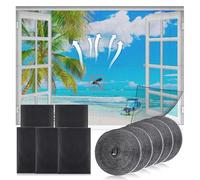 Yimomoyi 5 Pack Fly Screens for Windows 1.3mx1.5m, DIY Mosquito Net Window, Self-Adhesive Window Screen Mesh with 5 Roll Sticky Tape, Window Fly Screen, Window Mesh Window Nets to Keep Bugs Out(Black)