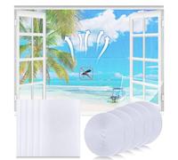 Yimomoyi 5 Pack Window Fly Screen 1.3mx1.5m, DIY Mosquito Net Window, Self-Adhesive Window Screen Mesh with 5 Roll Sticky Tape, Fly Screens for Windows, Window Mesh Window Nets to Keep Bugs Out(White)