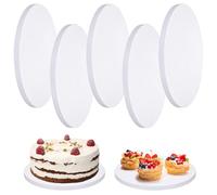 Yimomoyi 5 Pcs Round Cake Board 10 inch Cake Board, White Cake Board 12mm Thick Cake Drum Board, Cake Boards Reusable Round Cake Board for Cake, Cookie or Pizza Wedding Birthday Party