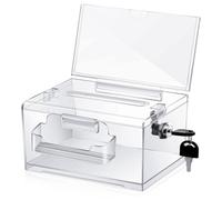 Yimomoyi Acrylic Donation Box with Lock and Sign Holder Clear Ballot Box with Slot Plastic Suggestion Storage Container for Fundraising Voting Charity Tip Collection, Donation Ballot Suggestion Box