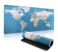 Yimomoyi Non Slip Mouse Pad, 80 x 30cm Mouse Mat Extended, Gaming Mousepad Waterproof, Desk Mat with Rubber Base, Desk Pad Laptop for Office and Home, Ocean World Map Style