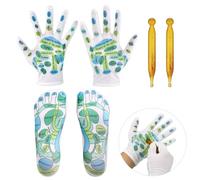 Yimomoyi Reflexology Socks with Massage Tool, Acupressure Reflexology Socks Gloves Set, Hand Foot Massage Reflection Area, Relieve Acupuncture Charts Socks for Women and Men