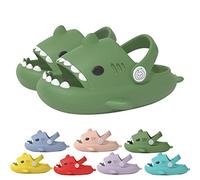 YImoomus Cloud Shark Slides Kids, Non-Slip Cartoon Shark Flip Flops, Toddler Boys Girls Quick Dry Shower Slippers (A, Little Kid, Women, 11.5, Numeric, UK Footwear Size System, Medium)