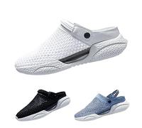YImoomus Men's Orthopedic Hollow-Out Summer Sandals Clogs Breathable Mesh Non-Slip Lightweight Comfortable Slip on Slippers (White-C, Adult, Men, 10, Numeric, UK Footwear Size System, Medium)