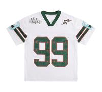 Yimoon Mens Jersey Shirts Oversized Number Graphic Tees Short Sleeve Mesh Tshirts Vintage 90s Y2k Streetwear Tops, White, Medium