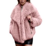Yimoon Womens Faux Fur Coat Lapel Open Front Fluffy Shaggy Jacket Winter Warm Furry Overcoat