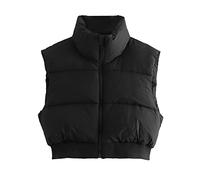 Yimoon Women's Winter Cropped Puffer Vest Lightweigt Zip Up Sleeveless Short Padded Jacket Warm Gilet Outwear, Black, XS