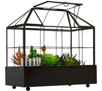 YIMORENCE V Large Tall Plant Terrarium - Glass Greenhouse with Lid and Tray, Indoor Tabletop Orchid Succulent Cacti Kit 9.5”X9.8”X5.6”
