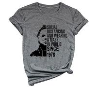 Yimoya Pumpkin Halloween 1978 T Shirt Womens Vintage Horror Movie Michael Myers Graphic Tees