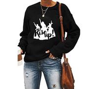 Yimoya Womens Hamilton Lyrics Sweatshirts Long Sleeve Rise Up Musical Pullovers Graphic Sweater Tops, A-black, Medium