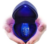 YIMSGO Small Urns for Human Ashes Keepsake, Mini Cremation Urn for Pet Ashes, Sharing Baby Dog Cat Necklace Holder, Tiny Little Memorial Gifts Funeral Urn for Ashes - Heart Shaped Box with Blue Light