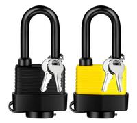 YIMSGO Weatherproof Outdoor Padlock Keyed Alike, Plastic Covered Heavy Duty Laminated Steel, Squire Yale Weather Waterproof Pad Lock with Same Key for Shed Warehouse Gate Truck(1 Yellow/1 Black)