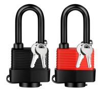YIMSGO Weatherproof Outdoor Padlock Keyed Alike, Plastic Covered Heavy Duty Laminated Steel, Squire Yale Weather Waterproof Pad Lock with Same Key for Shed Warehouse Gate Locker Truck (1 Red/1 Black)