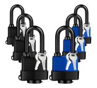 YIMSGO Weatherproof Outdoor Padlock Keyed Alike, Plastic Covered Heavy Duty Laminated Steel, Squire Yale Weather Waterproof Pad Lock with Same Key for Shed Warehouse Gate Locker Truck (3 Blue/3 Black)