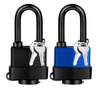 YIMSGO Weatherproof Outdoor Padlock Keyed Alike, Plastic Covered Heavy Duty Laminated Steel, Squire Yale Weather Waterproof Pad Lock with Same Key for Shed Warehouse Gate Locker Truck (1 Blue/1 Black)